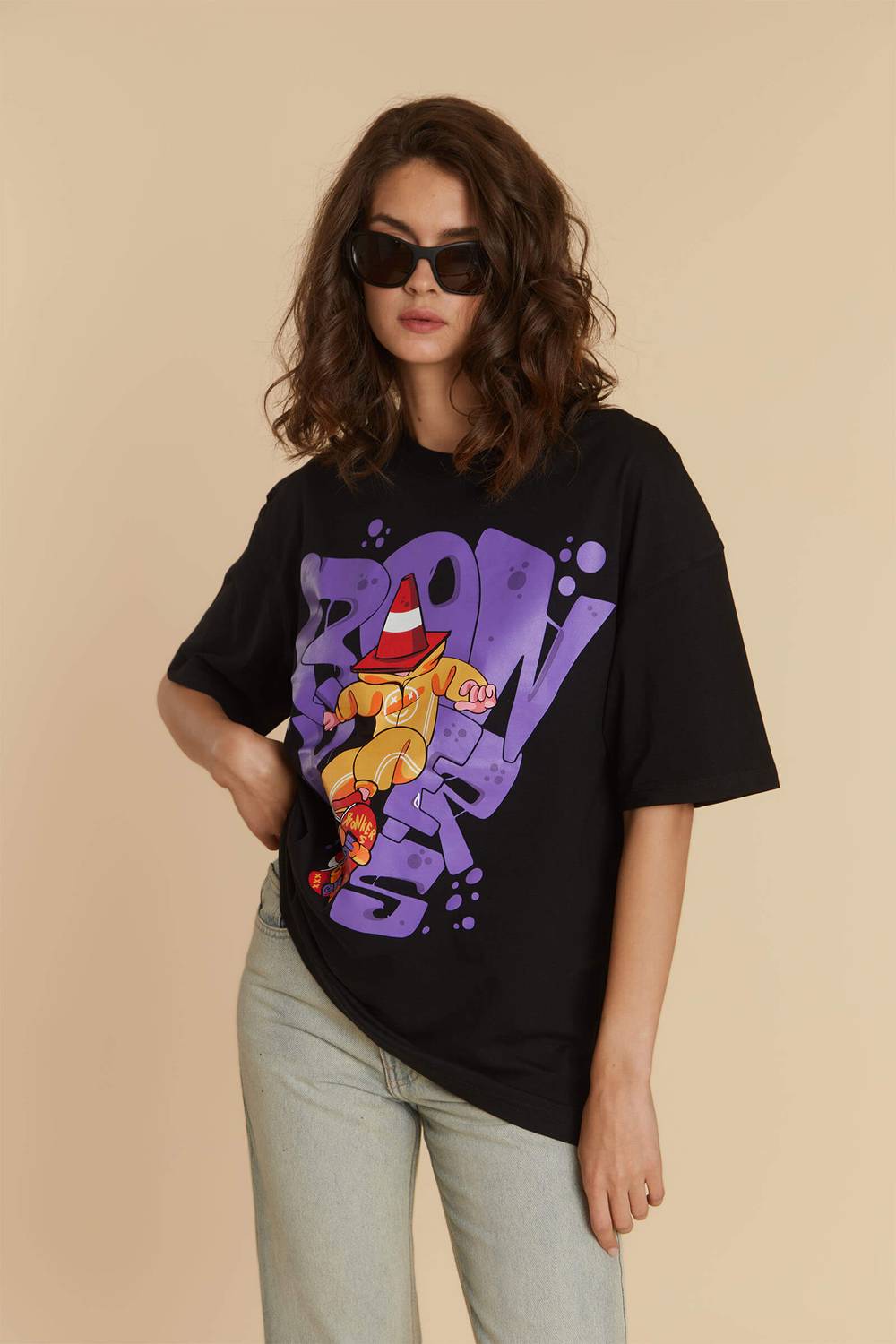 Bonkers Corner Printed, Typography Women Round Neck Black T-Shirt
