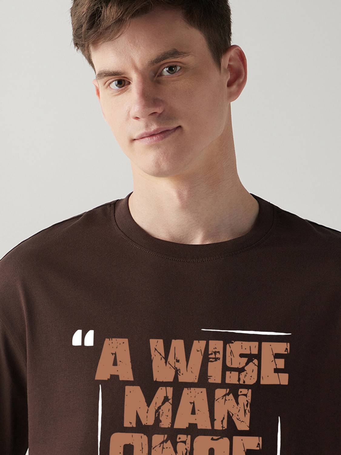 BEWAKOOF Men Brown Typography T-Shirt - Image 5