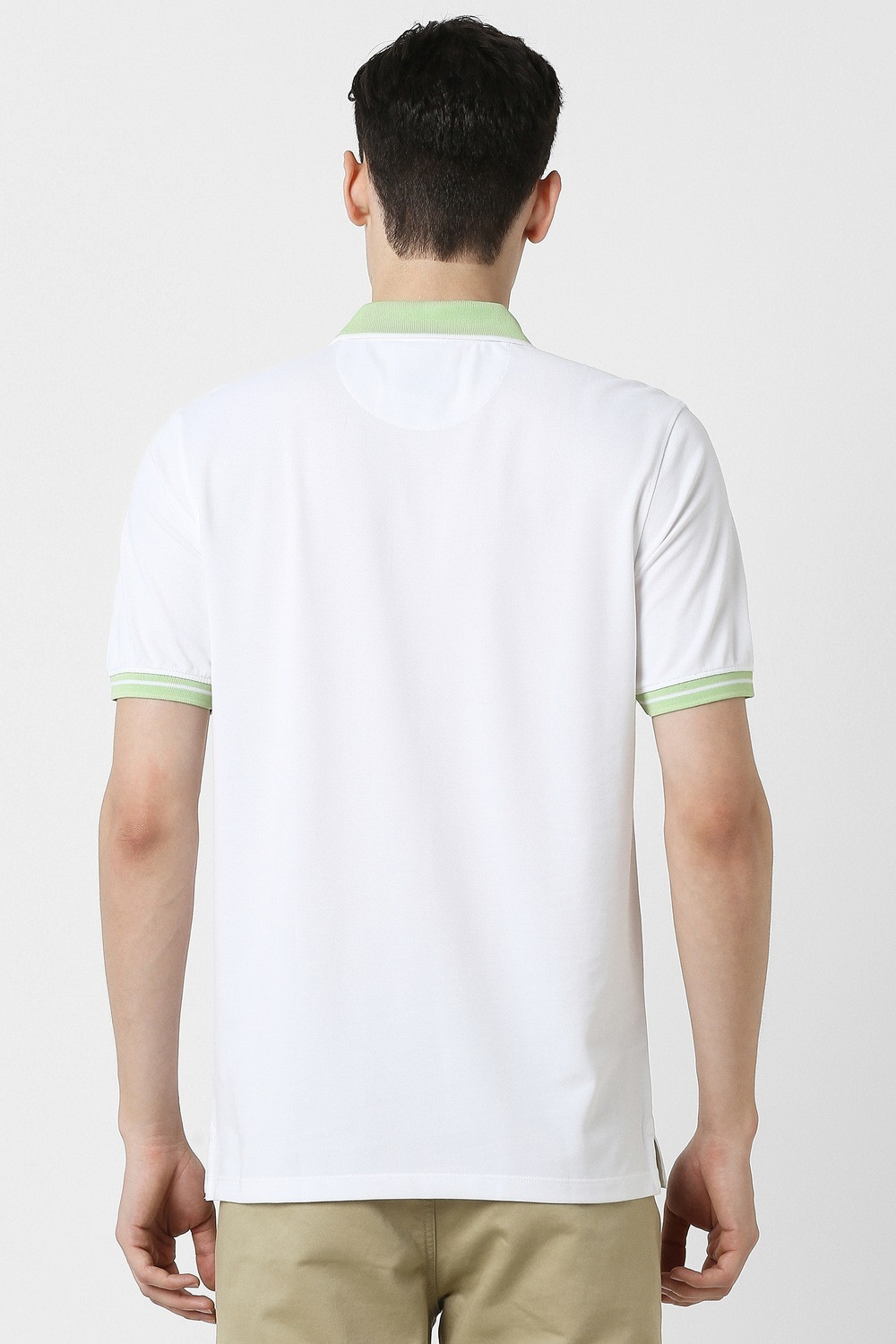 Image of PETER ENGLAND Colorblock Men Polo Neck White T-Shirt