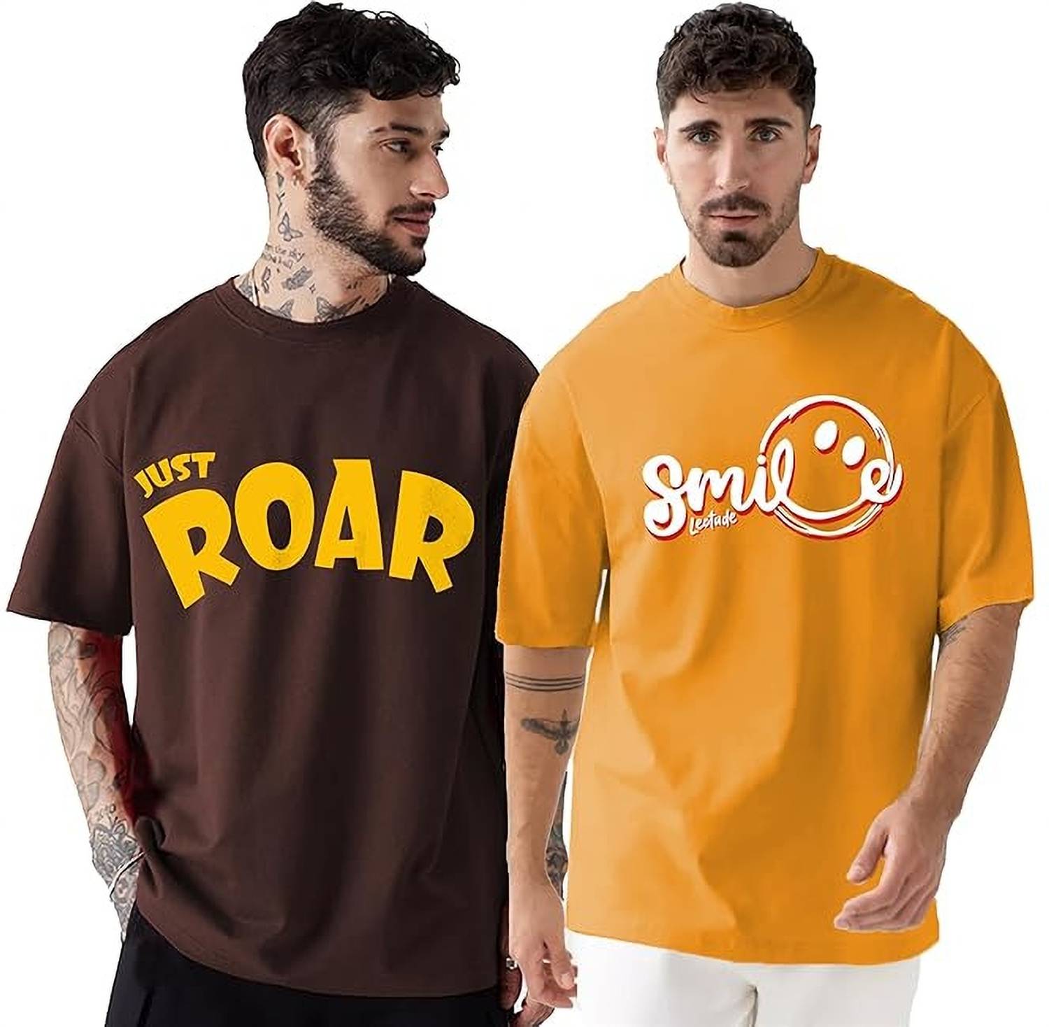 Leotude Men Printed Round Neck Cotton Blend Multicolor T-Shirt