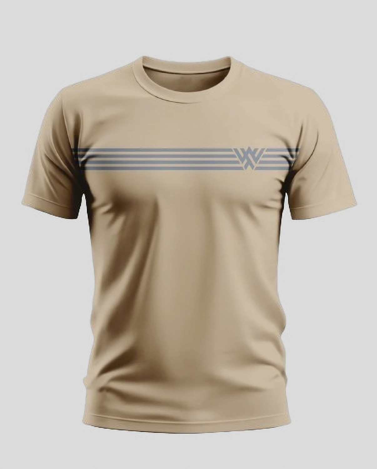 Image of WARRIOR WORLD Printed Men Round Neck Beige T-Shirt