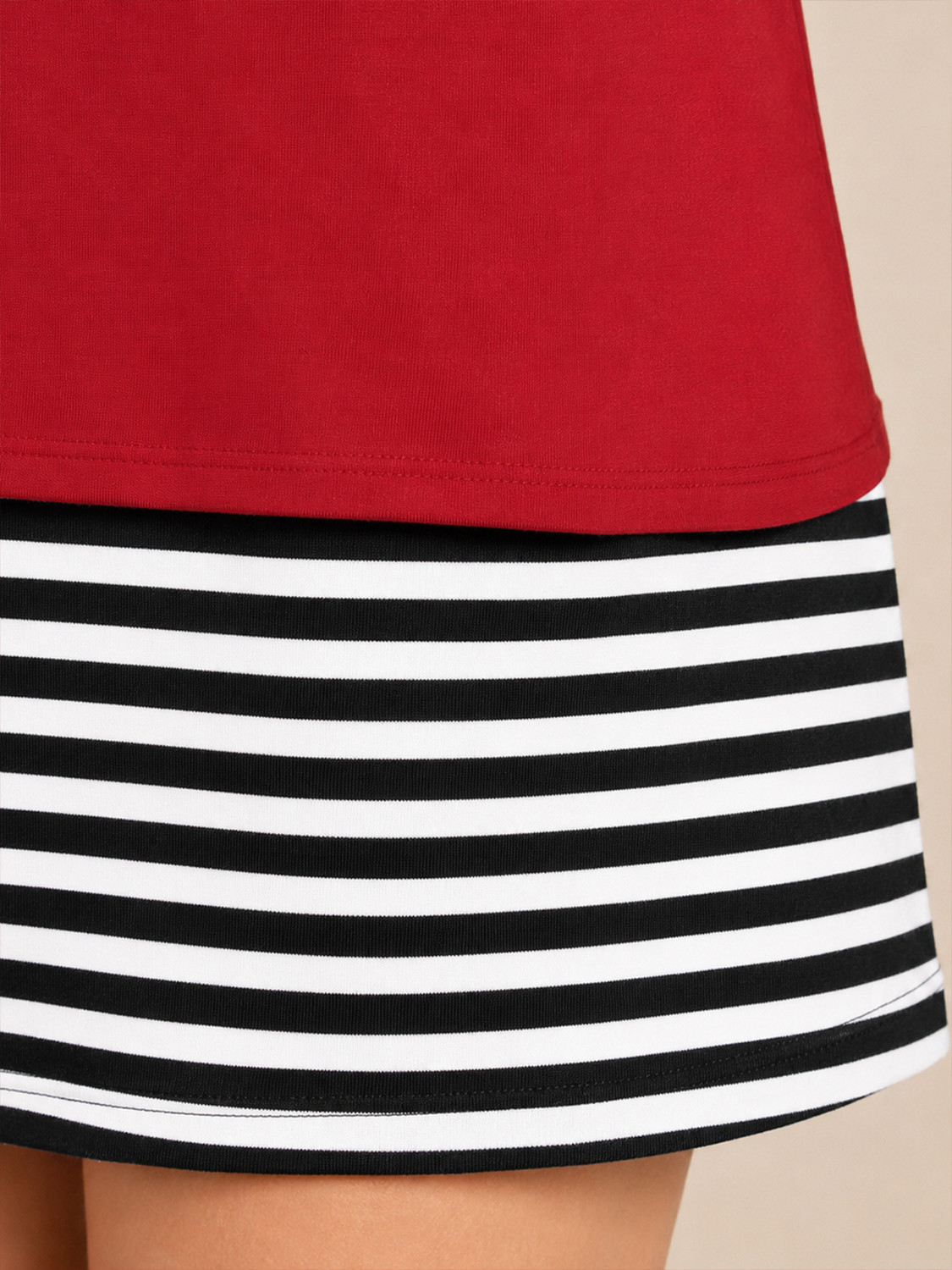 Image of pinkshell Solid, Striped Women Round Neck Maroon T-Shirt