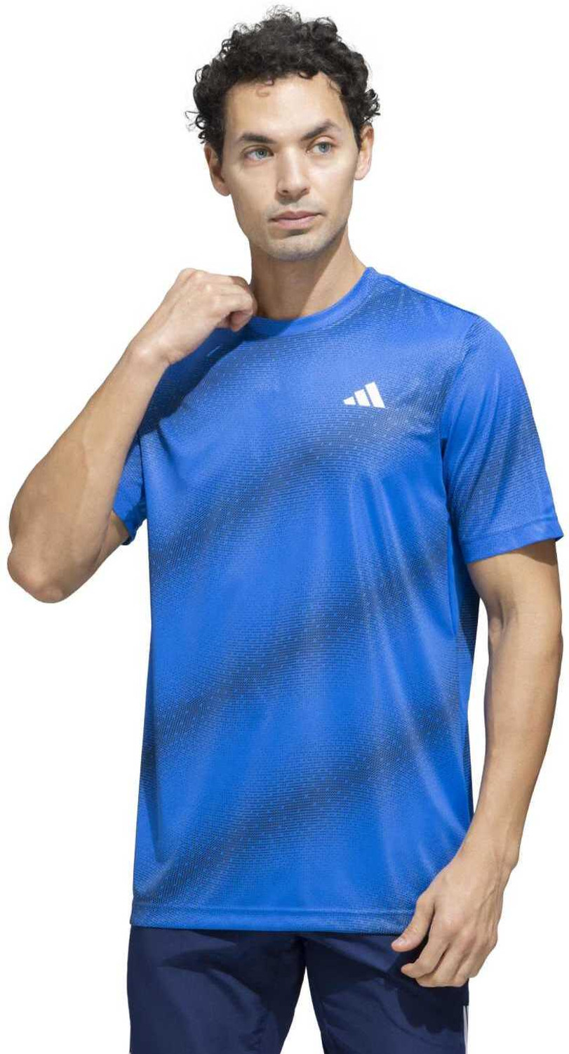 ADIDAS Printed Men Round Neck Blue T-Shirt