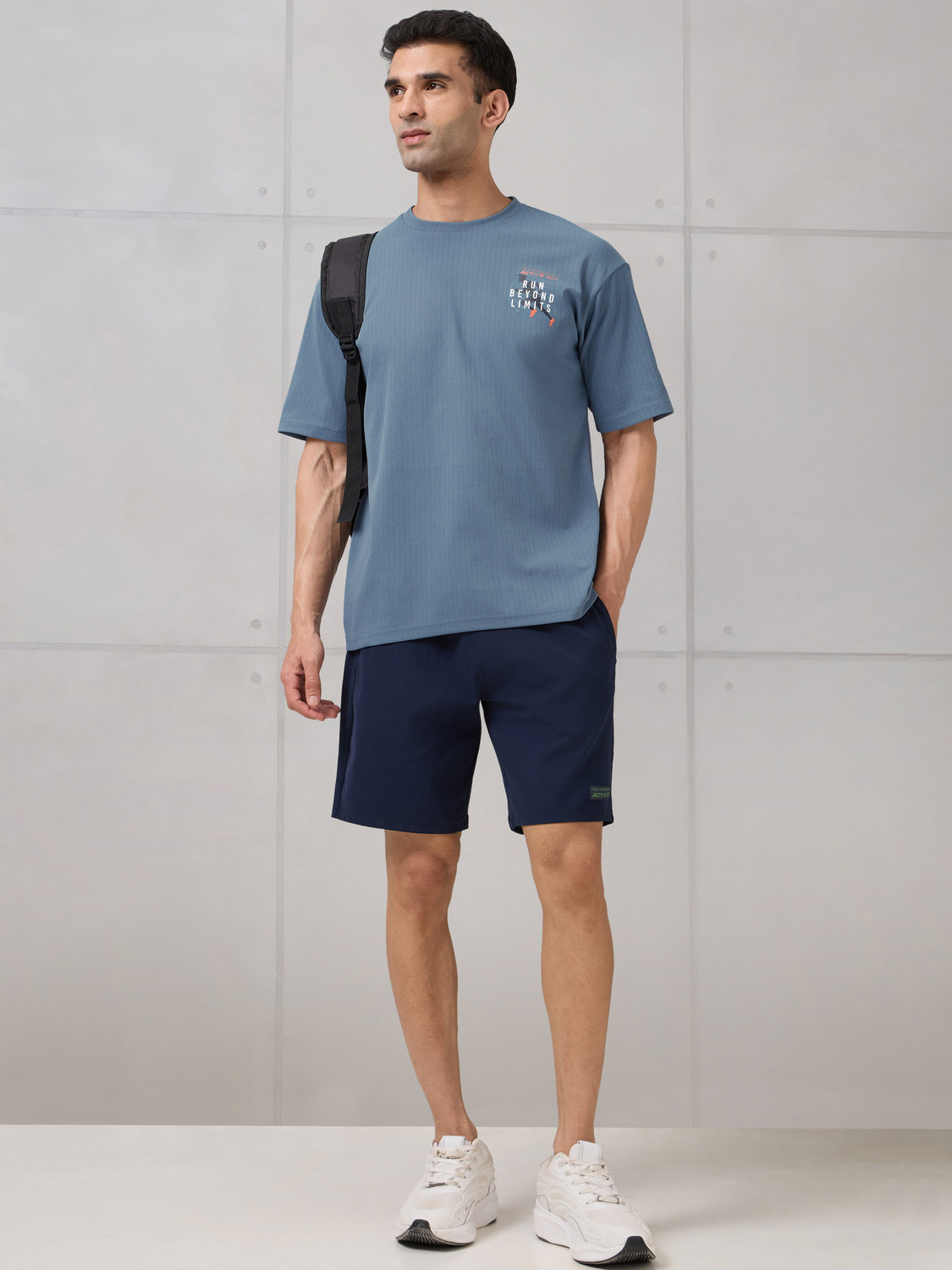 Image of TECHNOSPORT Graphic Print Men Round Neck Light Blue T-Shirt