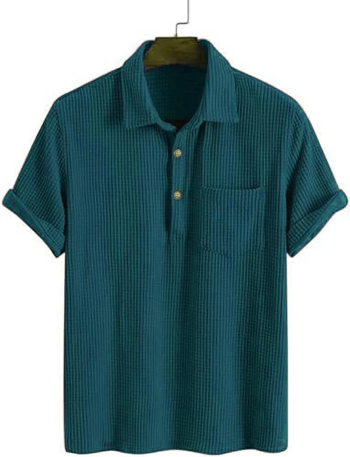 Image of ColorChakra Self Design Men Polo Neck Dark Green T-Shirt