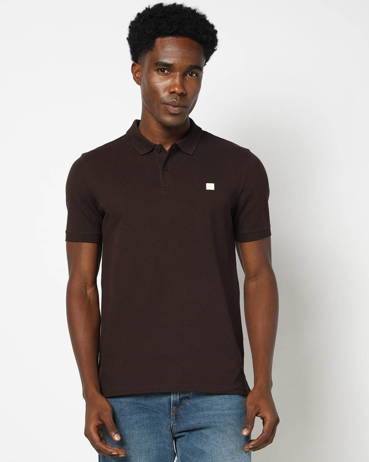 GAP Solid Men Polo Neck Brown T-Shirt