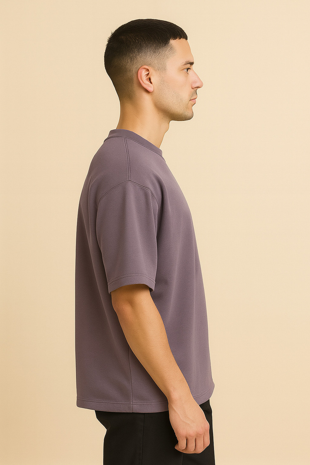 Image of Hornignite Solid Men Round Neck Purple T-Shirt