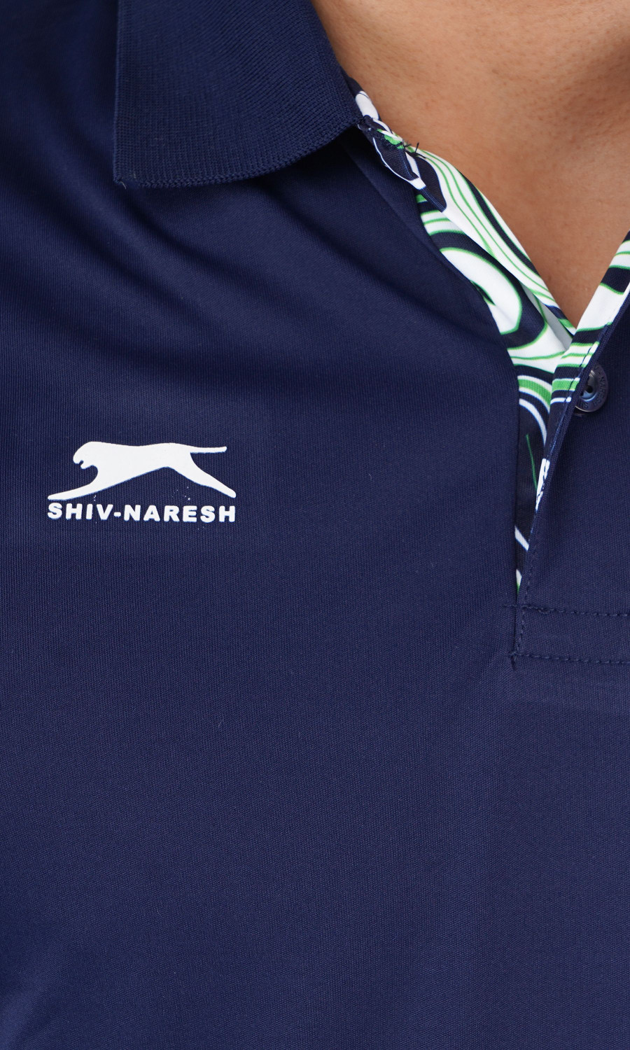 Image of Shiv Naresh Colorblock Men Polo Neck Dark Blue T-Shirt