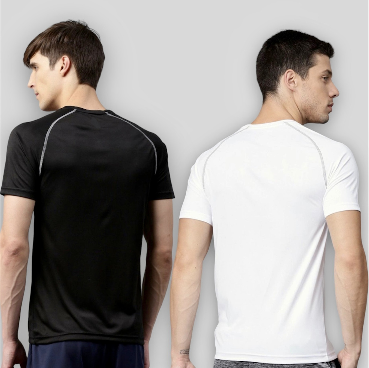 Image of Le Werks Printed Men Round Neck Black, White T-Shirt