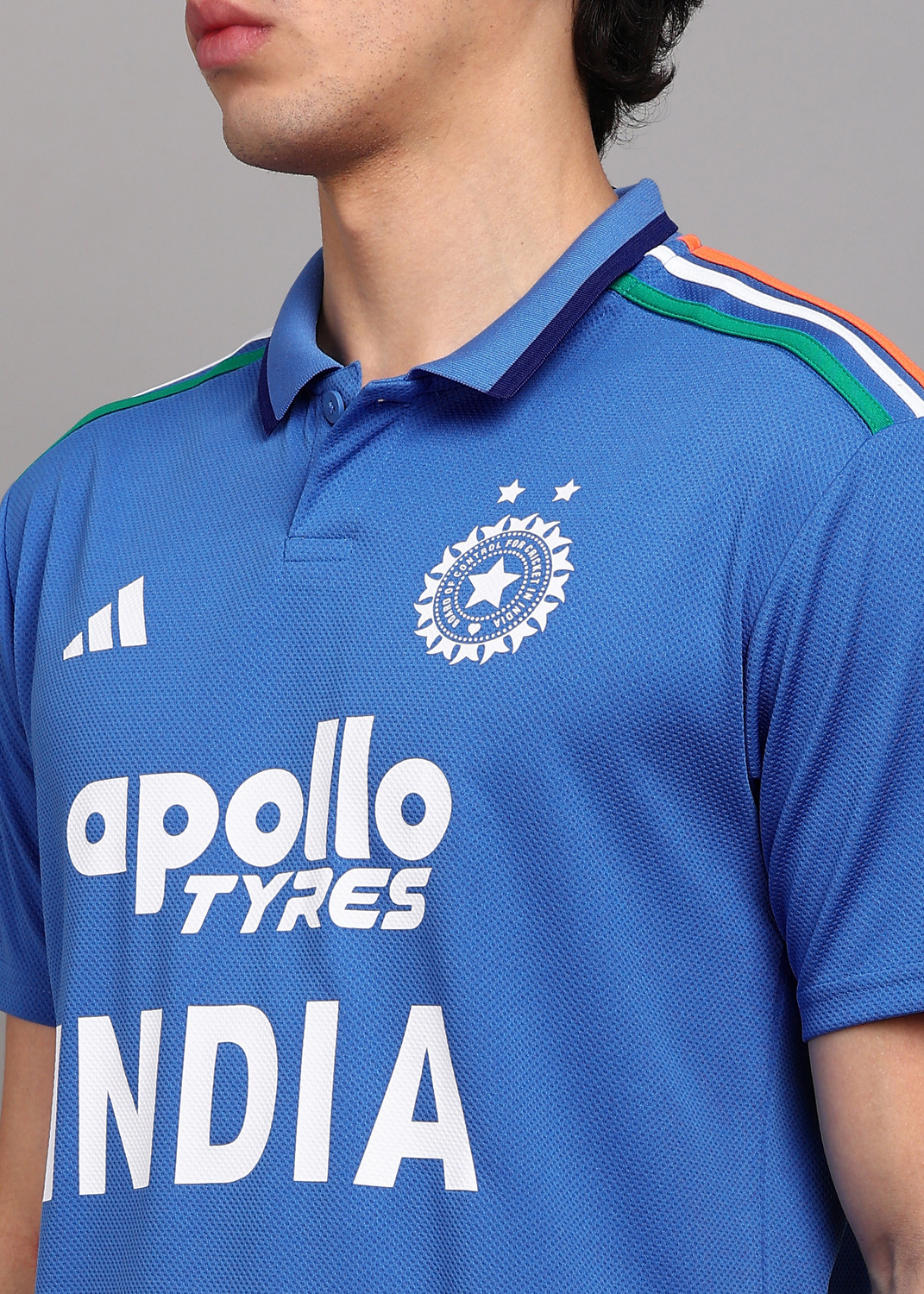Image of ADIDAS Printed Men Crew Neck Blue T-Shirt