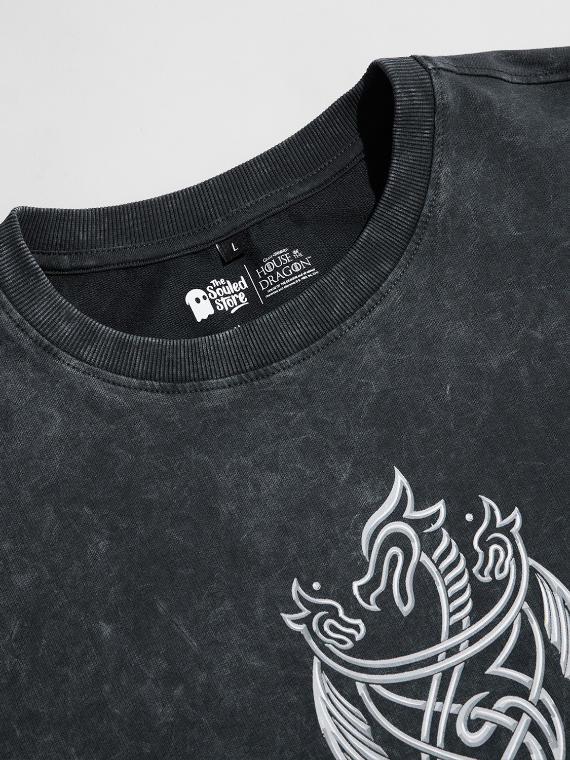Image of The Souled Store Graphic Print Men Round Neck Grey T-Shirt