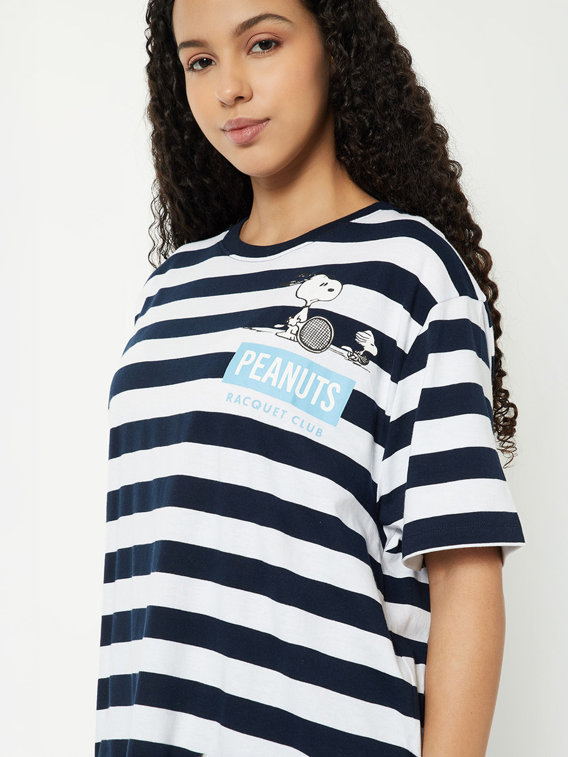 Image of MAX Printed Women Round Neck Blue T-Shirt