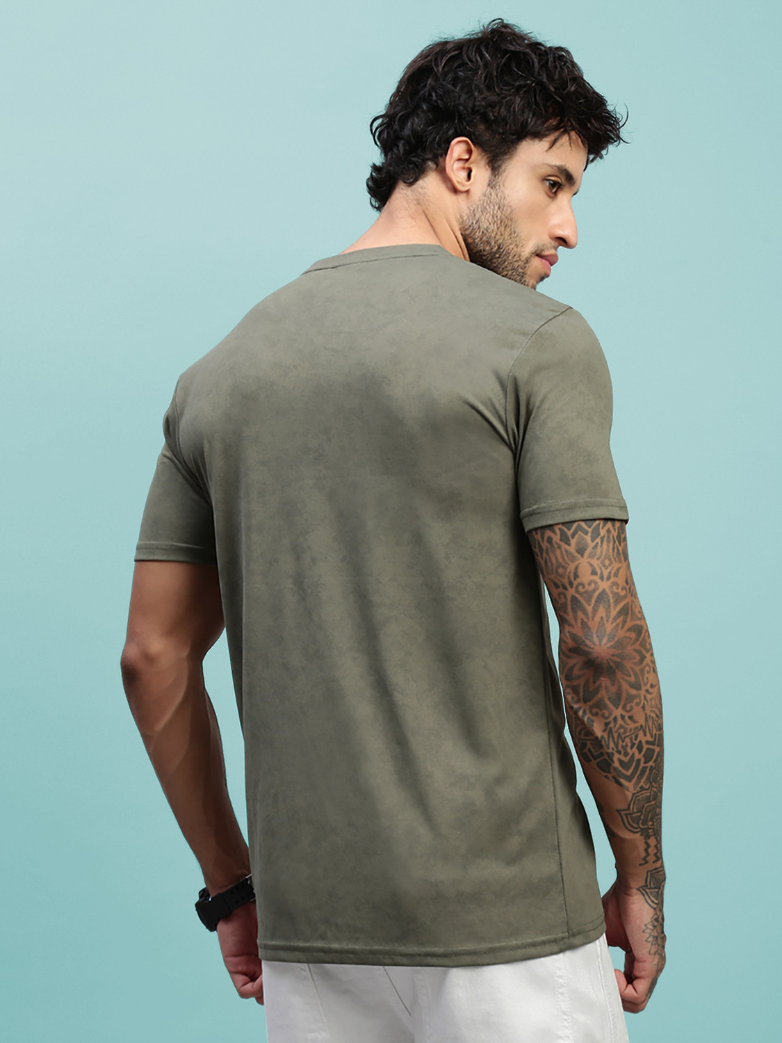 Image of Lux Nitro Typography Men Round Neck Dark Green T-Shirt