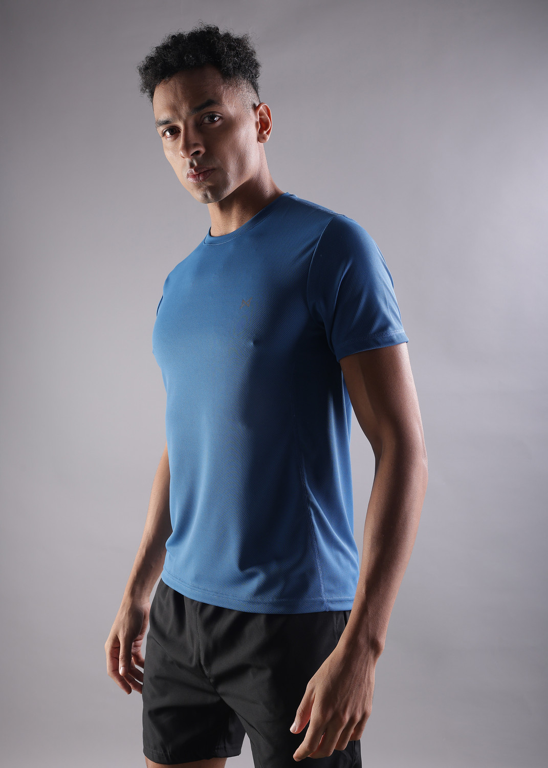Image of Force NXT Solid Men Round Neck Blue T-Shirt