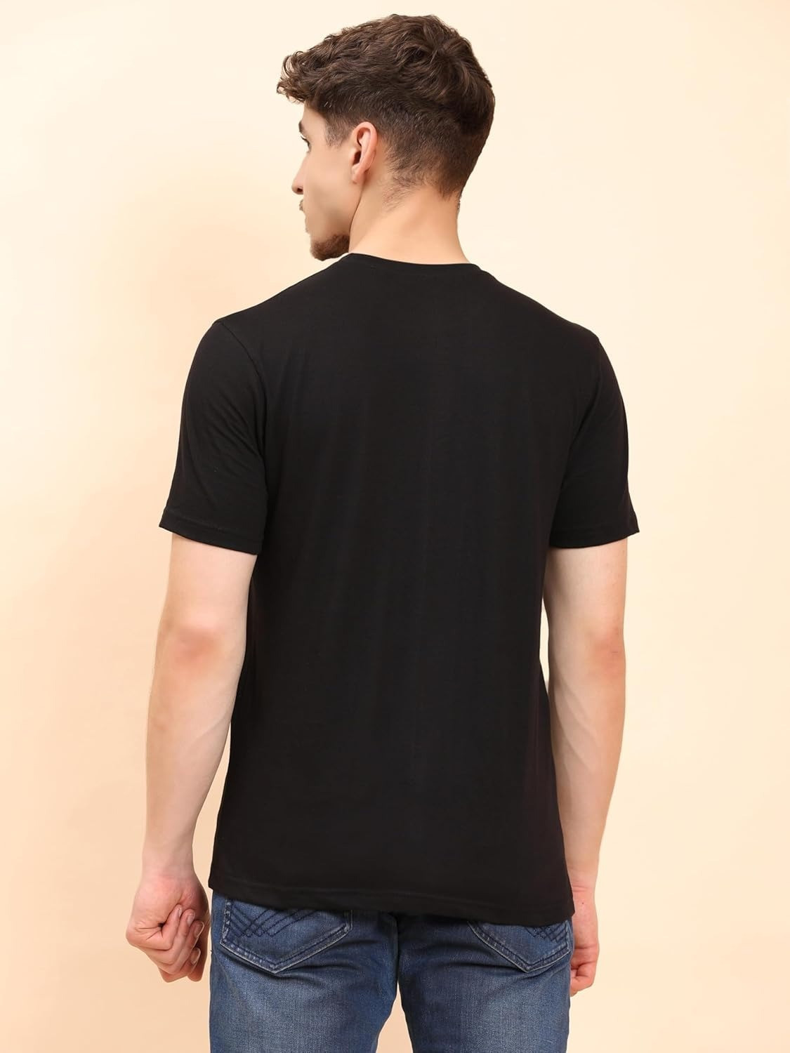 Image of Shvet Solid Men Round Neck Black T-Shirt