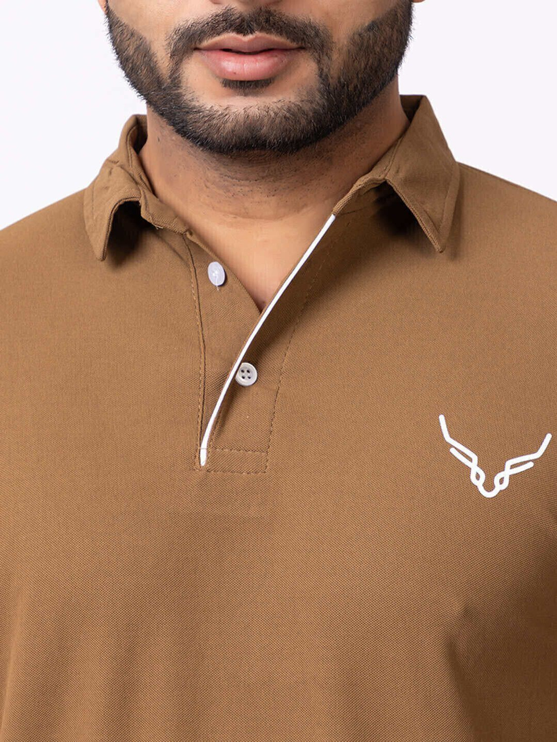 Image of BUFFARO Solid Men Polo Neck Grey, Brown T-Shirt