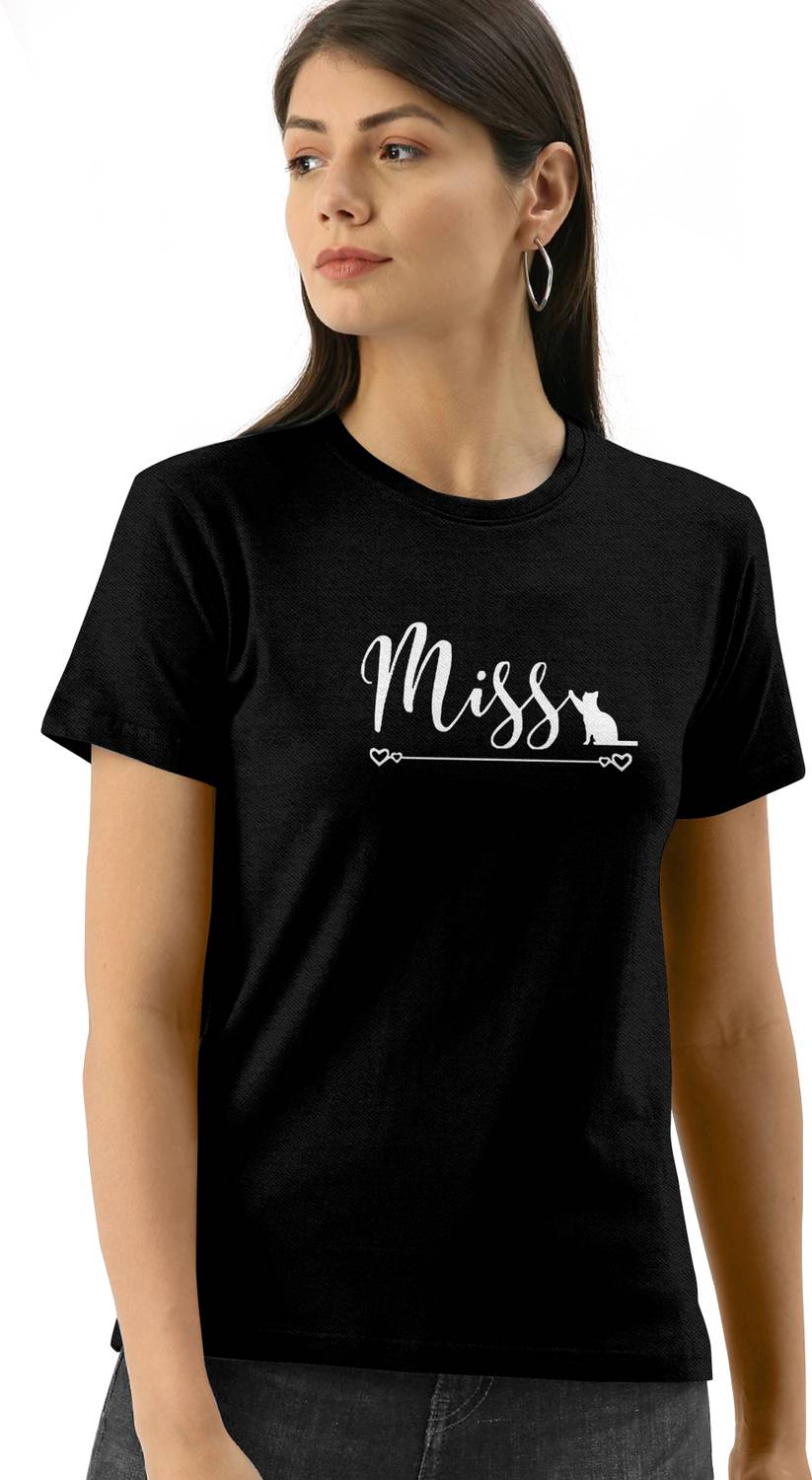 AASHANK Typography Women Round Neck Black T-Shirt