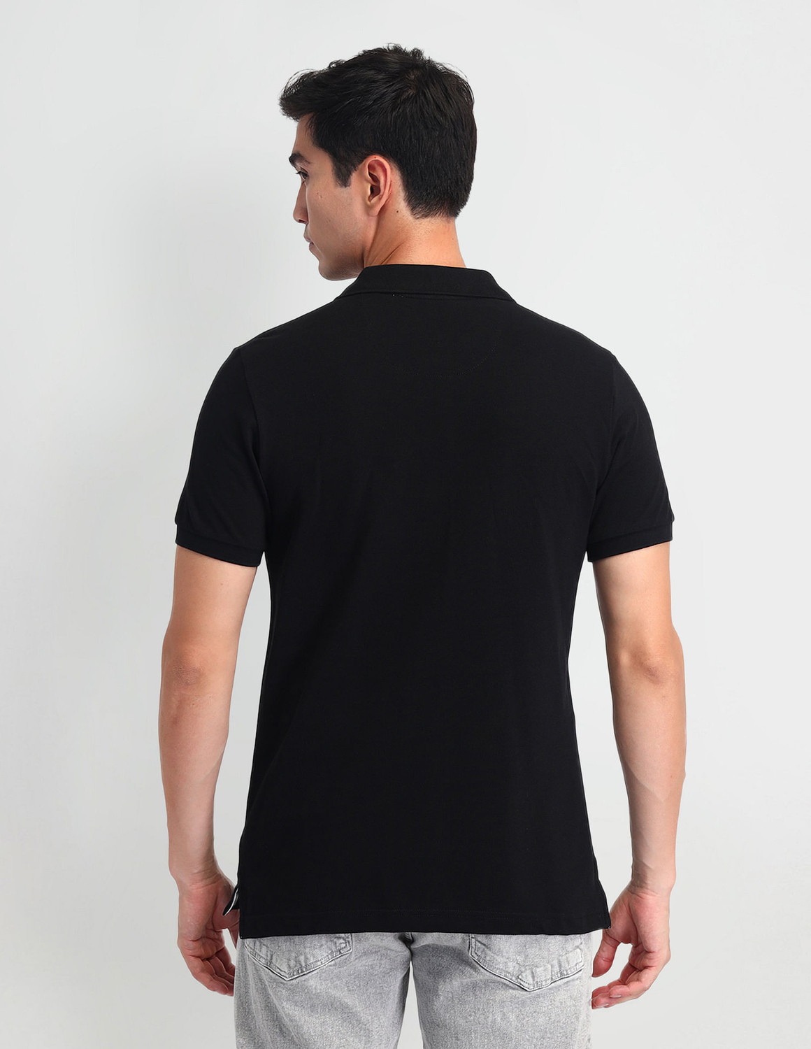 Image of U.S. POLO ASSN. Graphic Print Men Polo Neck Black T-Shirt