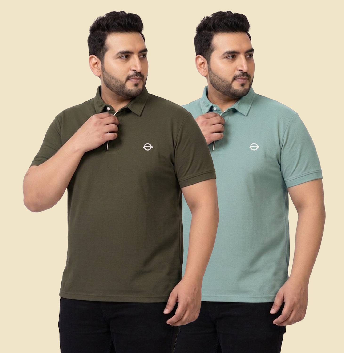 OSCILLATE Pack of 2 Men Solid Polo Neck Polycotton Multicolor T-S