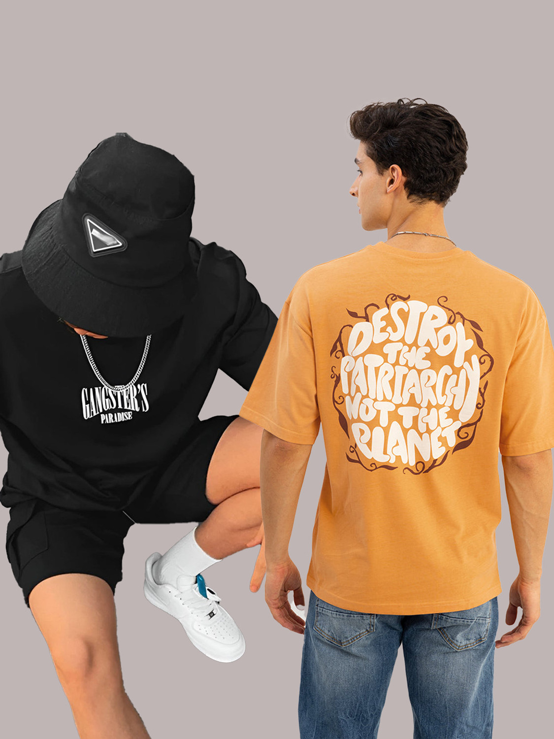 Image of HELL BOUND Typography Men Round Neck Multicolor T-Shirt