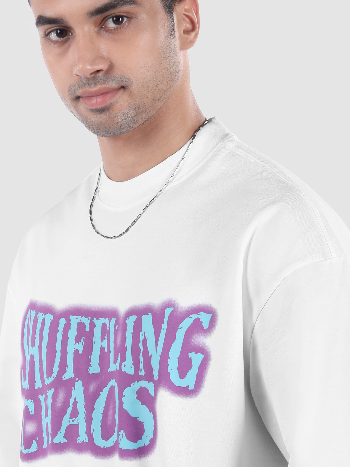 Image of BEYOUNG Printed Men Round Neck White T-Shirt