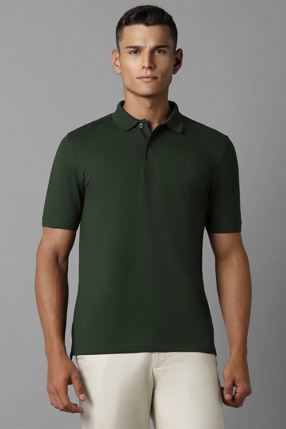 LOUIS PHILIPPE Regular Fit Formal Men Solid Polo Neck Polycotton