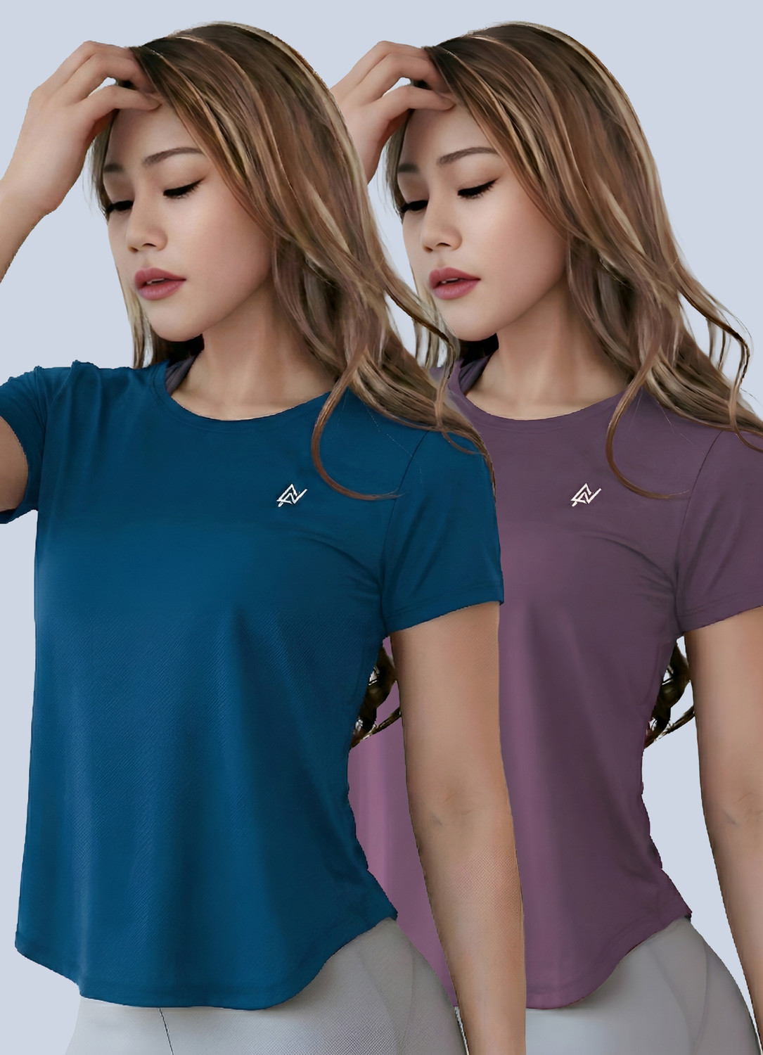 NEXSUS APPARELS Printed Women Round Neck Blue, Purple T-Shirt