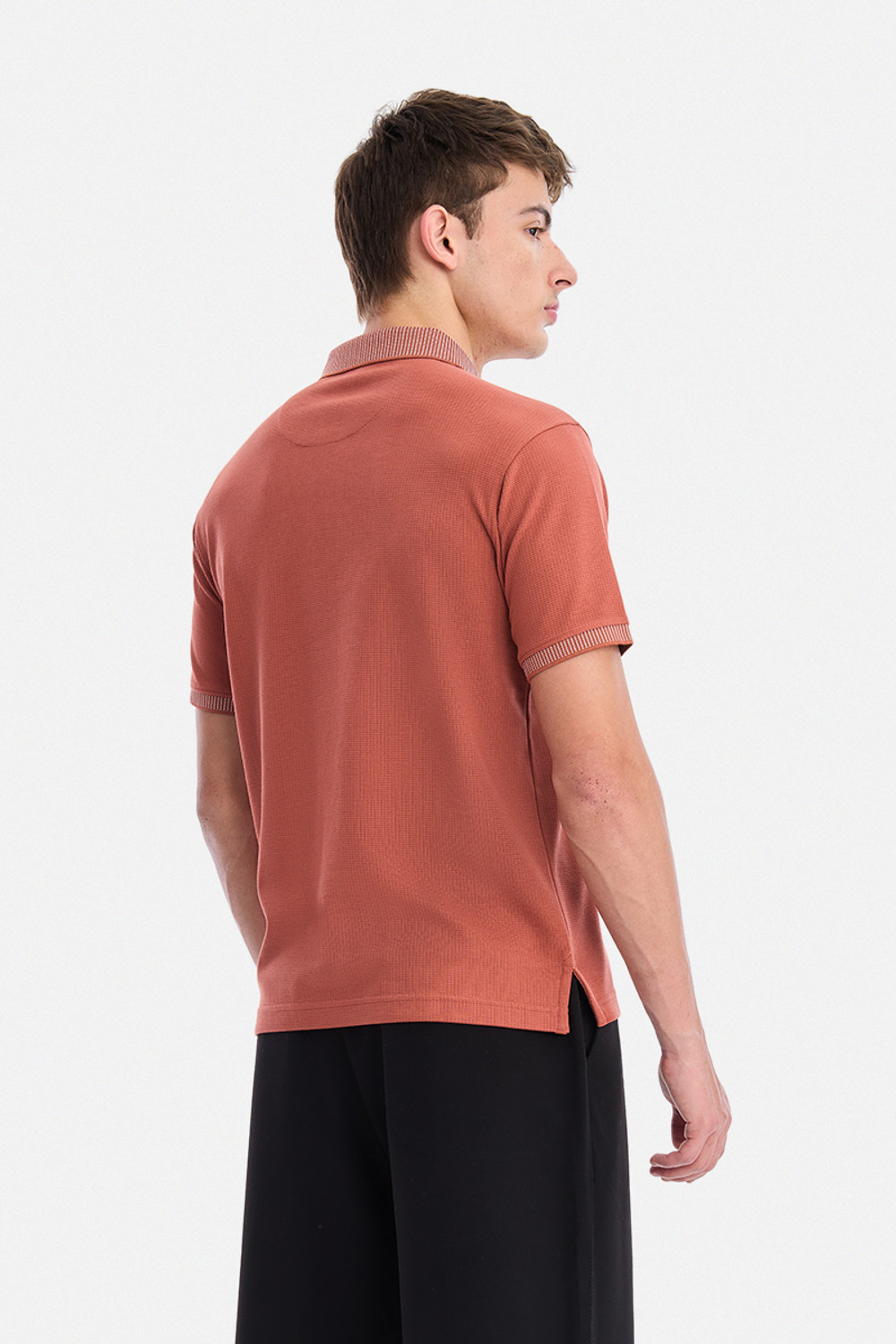 Image of Snitch Self Design Men Polo Neck Orange T-Shirt