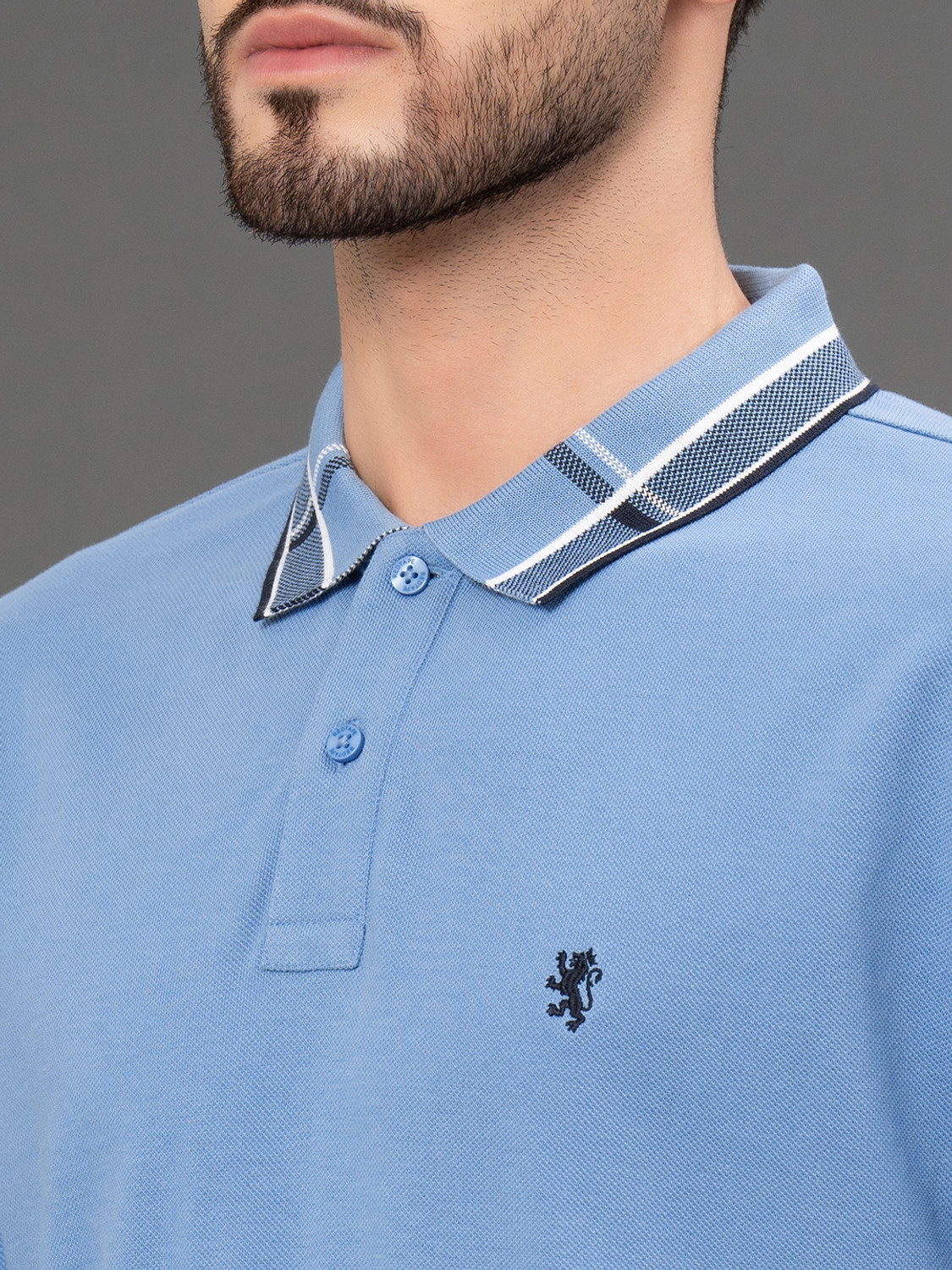 Image of RED TAPE Solid Men Polo Neck Blue T-Shirt