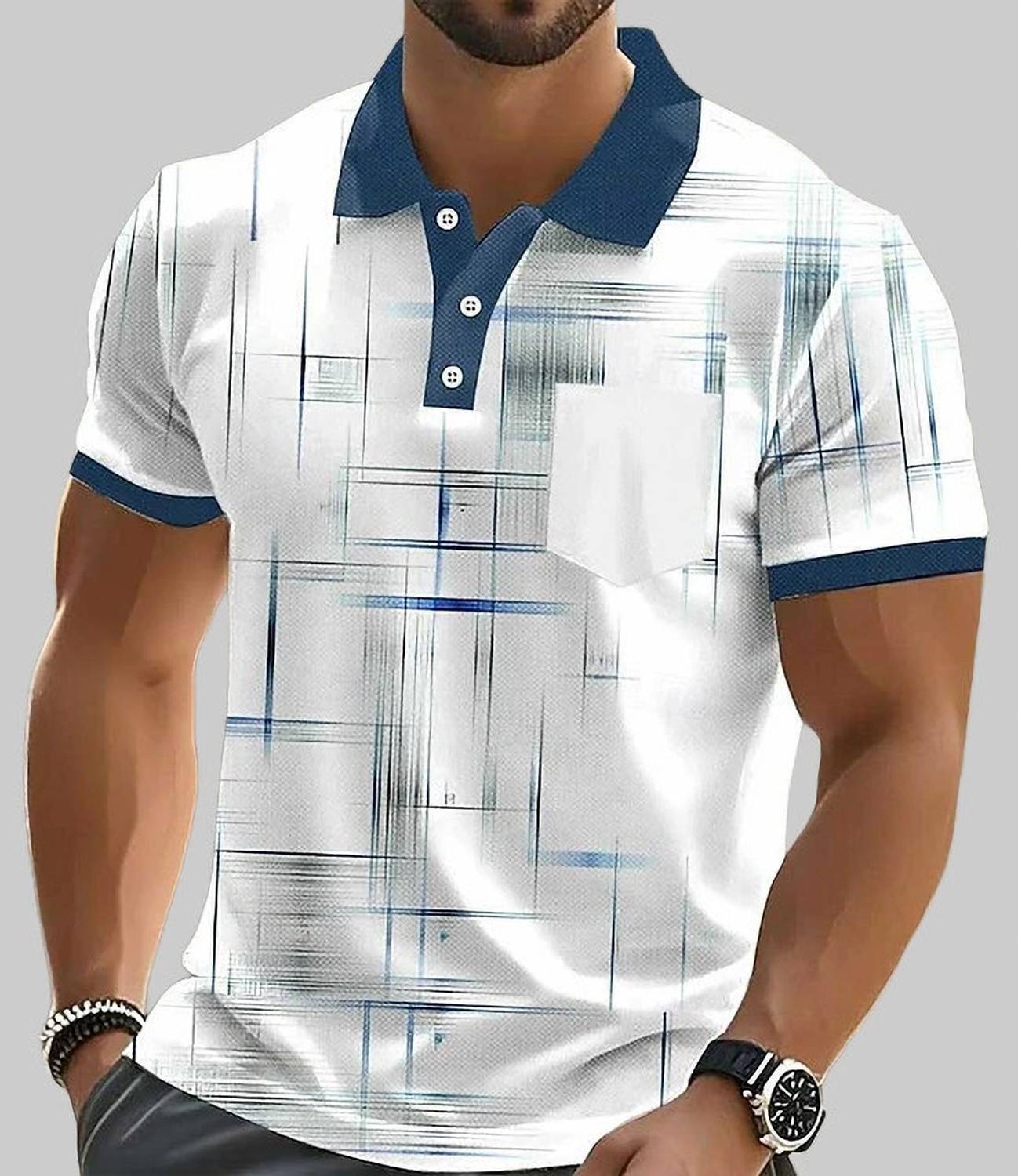 TAZO Men Polo Neck White T-Shirt - Image 1