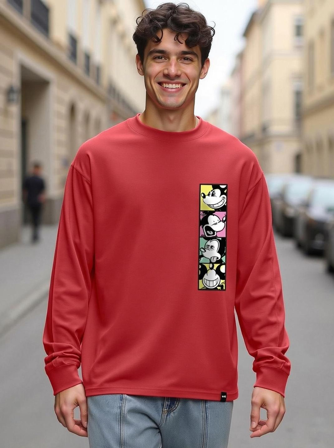 Image of BEWAKOOF Graphic Print Men Round Neck Red T-Shirt