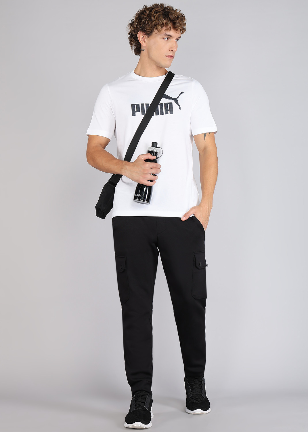 Image of PUMA Printed Men Crew Neck White T-Shirt