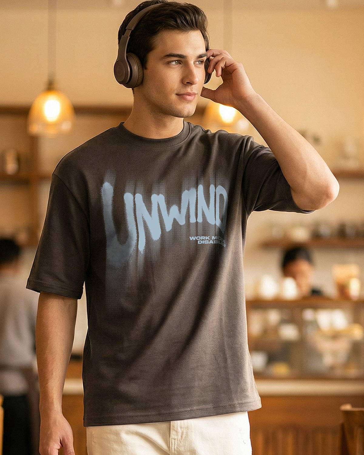 BEWAKOOF Printed Men Round Neck Brown T-Shirt