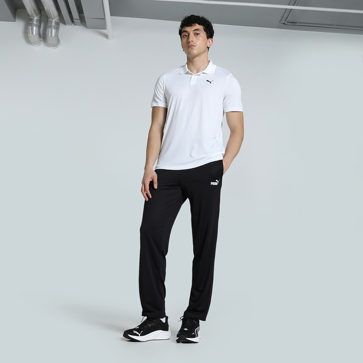 Image of PUMA Solid Men Polo Neck White T-Shirt