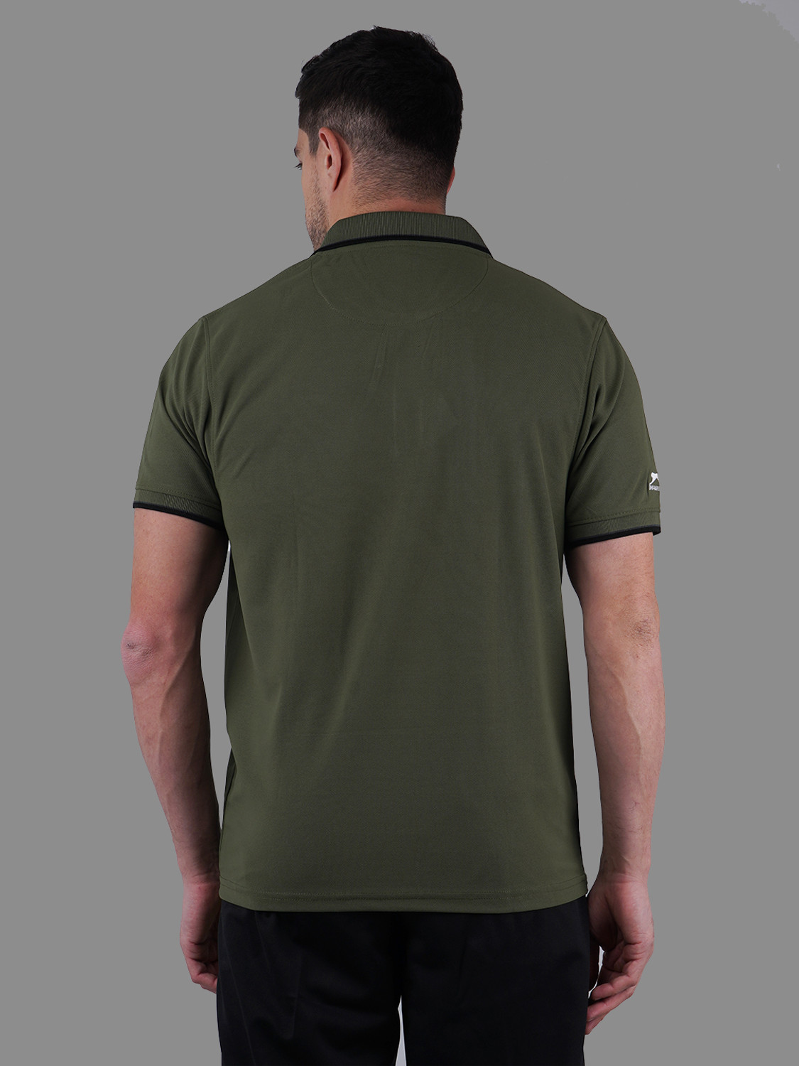 Image of Shiv Naresh Self Design Men Polo Neck Dark Green T-Shirt