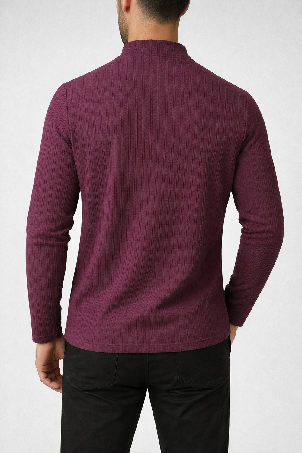 Image of PRAIZY Solid Men Zip Neck Maroon T-Shirt
