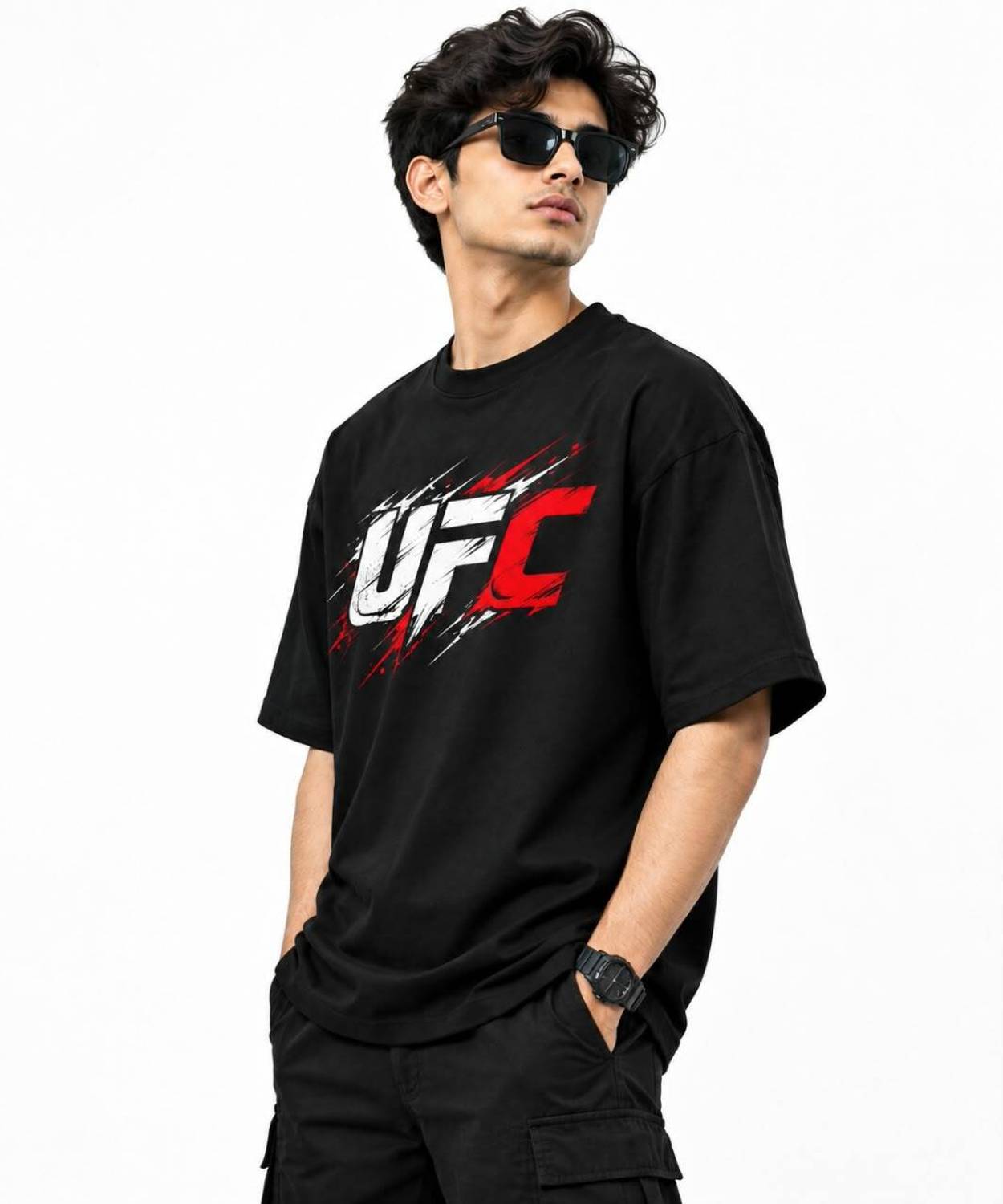 STK FASHION HUB Men's Graphic Print Black Cotton T-Shirt - Image 3