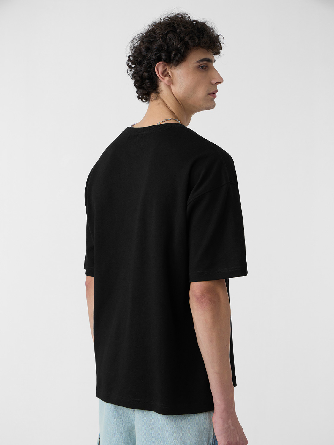 Image of The Souled Store Printed Men Round Neck Black T-Shirt