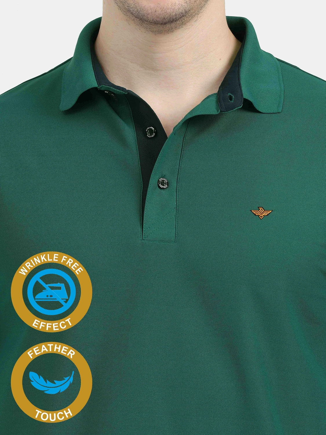 Image of Stellers Solid Men Polo Neck Green T-Shirt