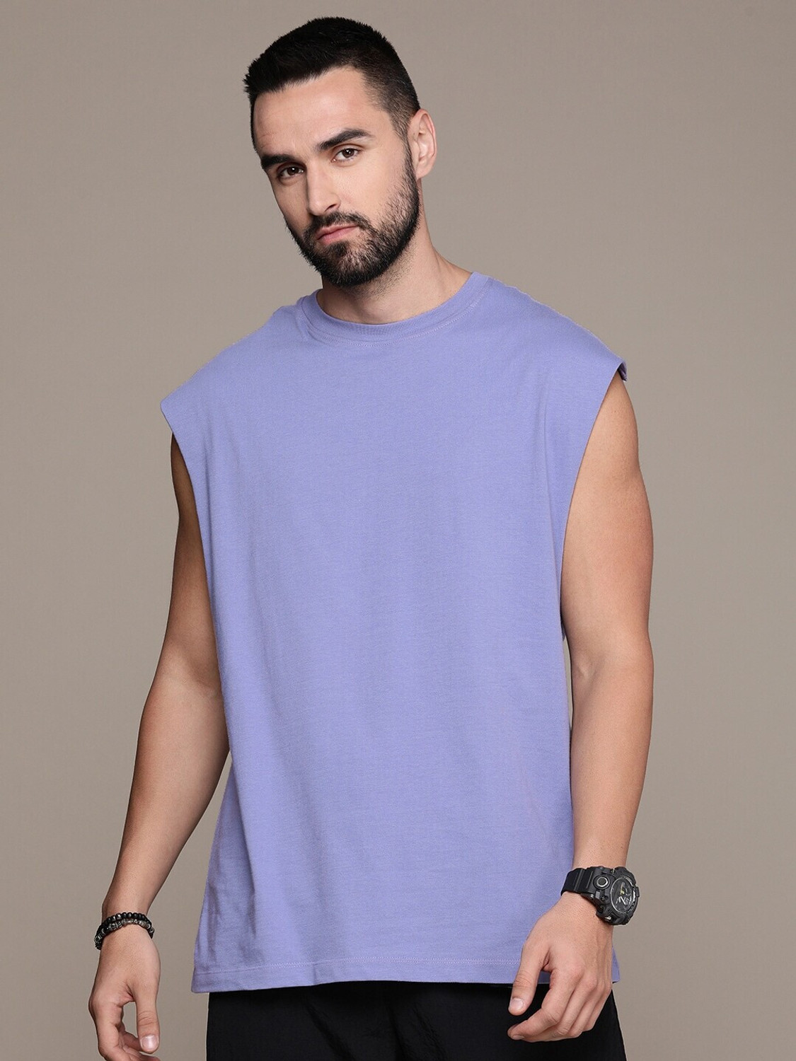 Image of Roadster Solid Men Round Neck Purple T-Shirt