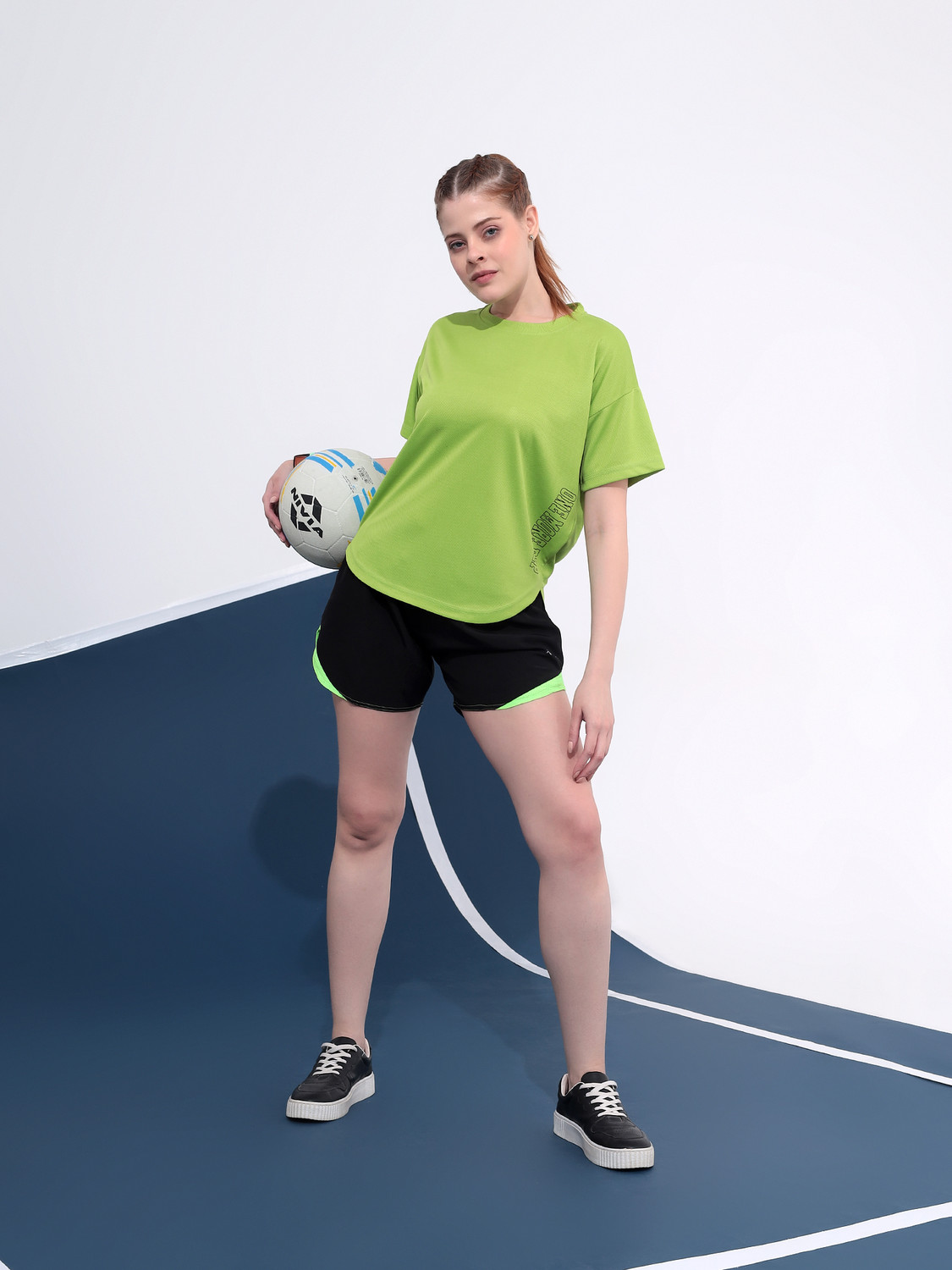 Image of KVETOO Printed Women Round Neck Green T-Shirt