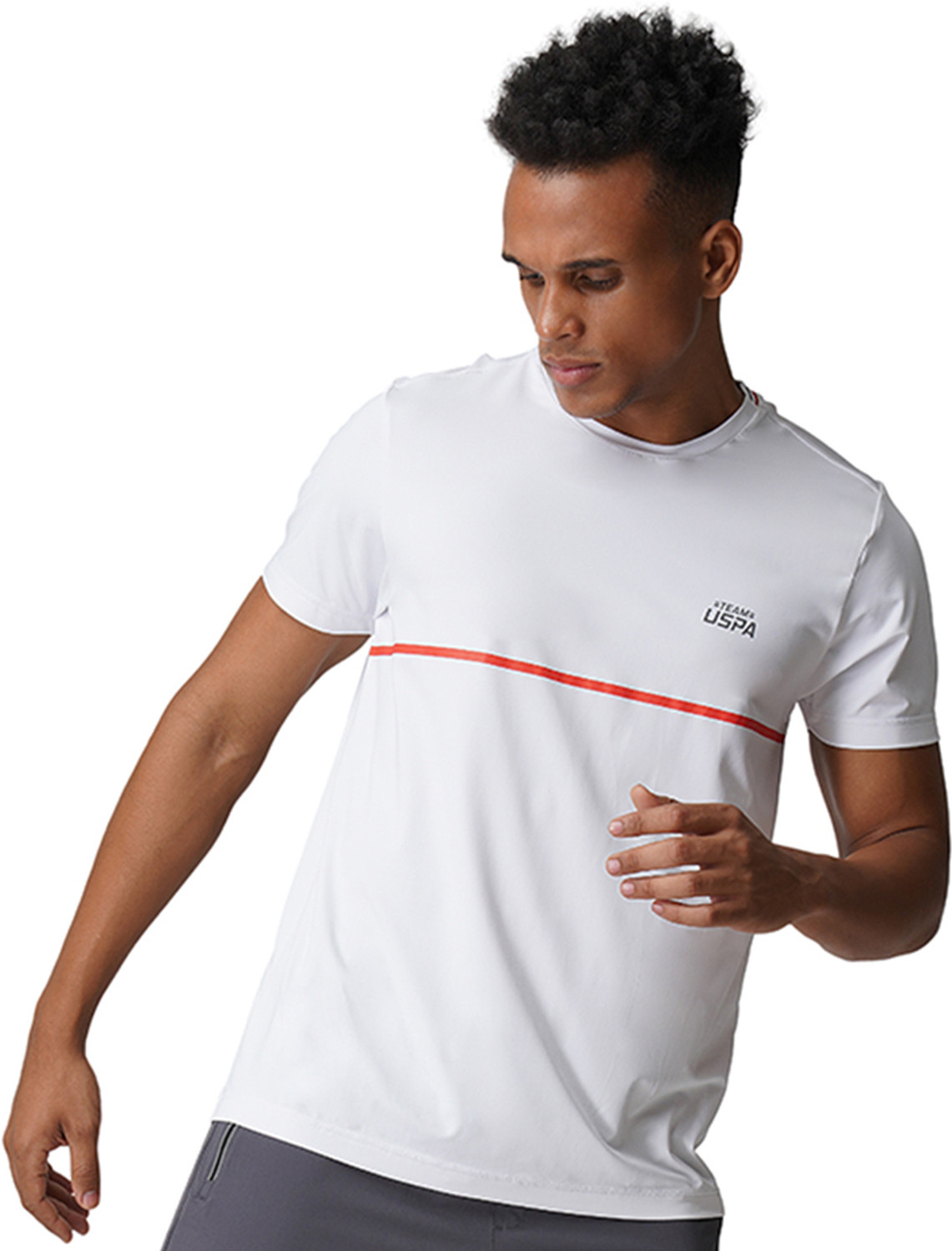 Image of U.S. POLO ASSN. Solid Men Round Neck White T-Shirt