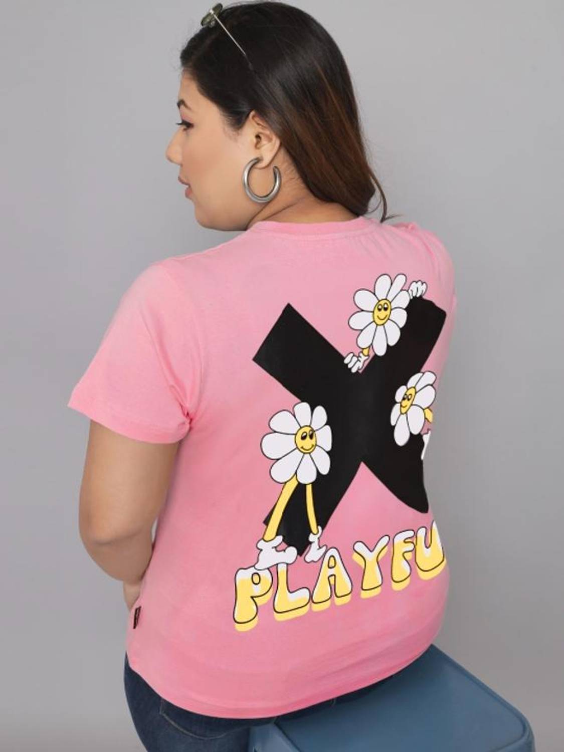 BEYOUND SIZE - THE DRY STATE Printed, Typography Women Round Neck Pink T-Shirt