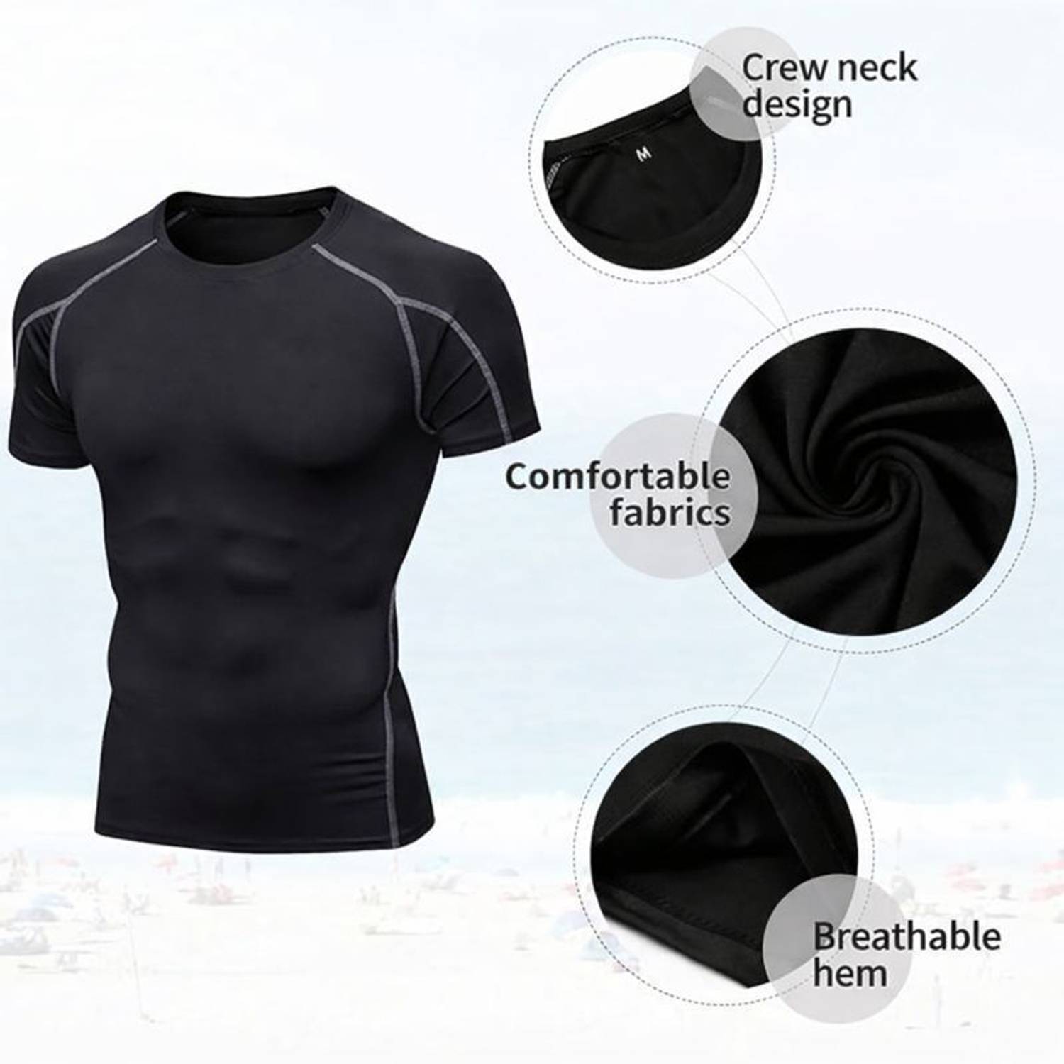 NEVER QUIT Black Men's Round Neck T-Shirt - Image 4