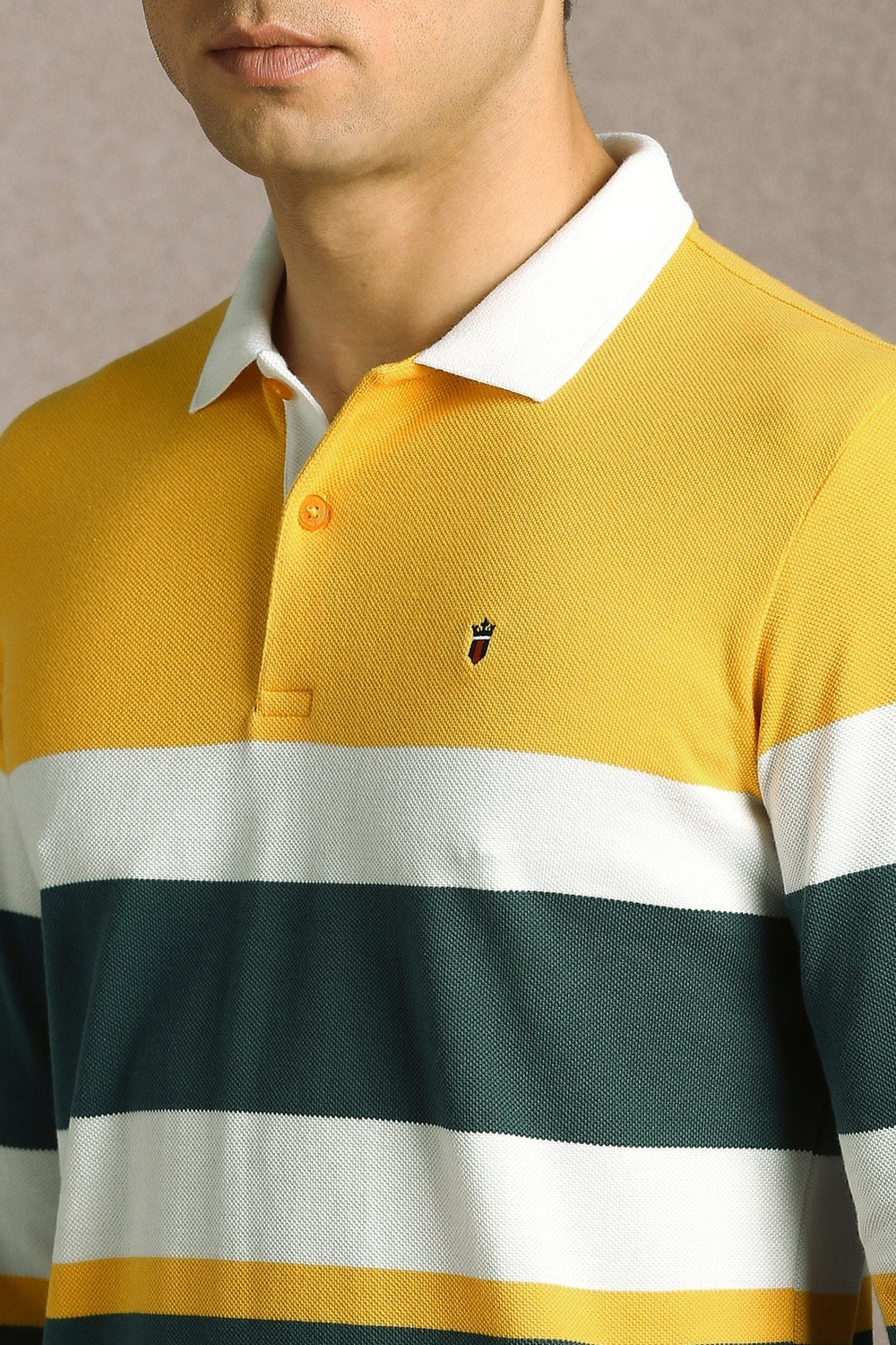 Image of LOUIS PHILIPPE Striped Men Polo Neck Multicolor T-Shirt