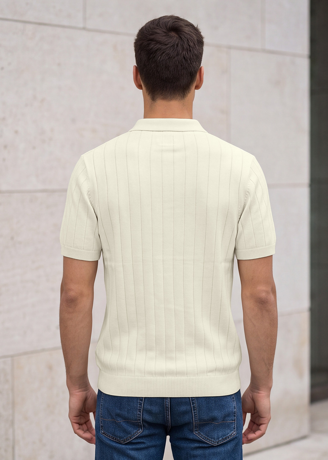 Image of KILLER Solid Men Polo Neck Beige T-Shirt
