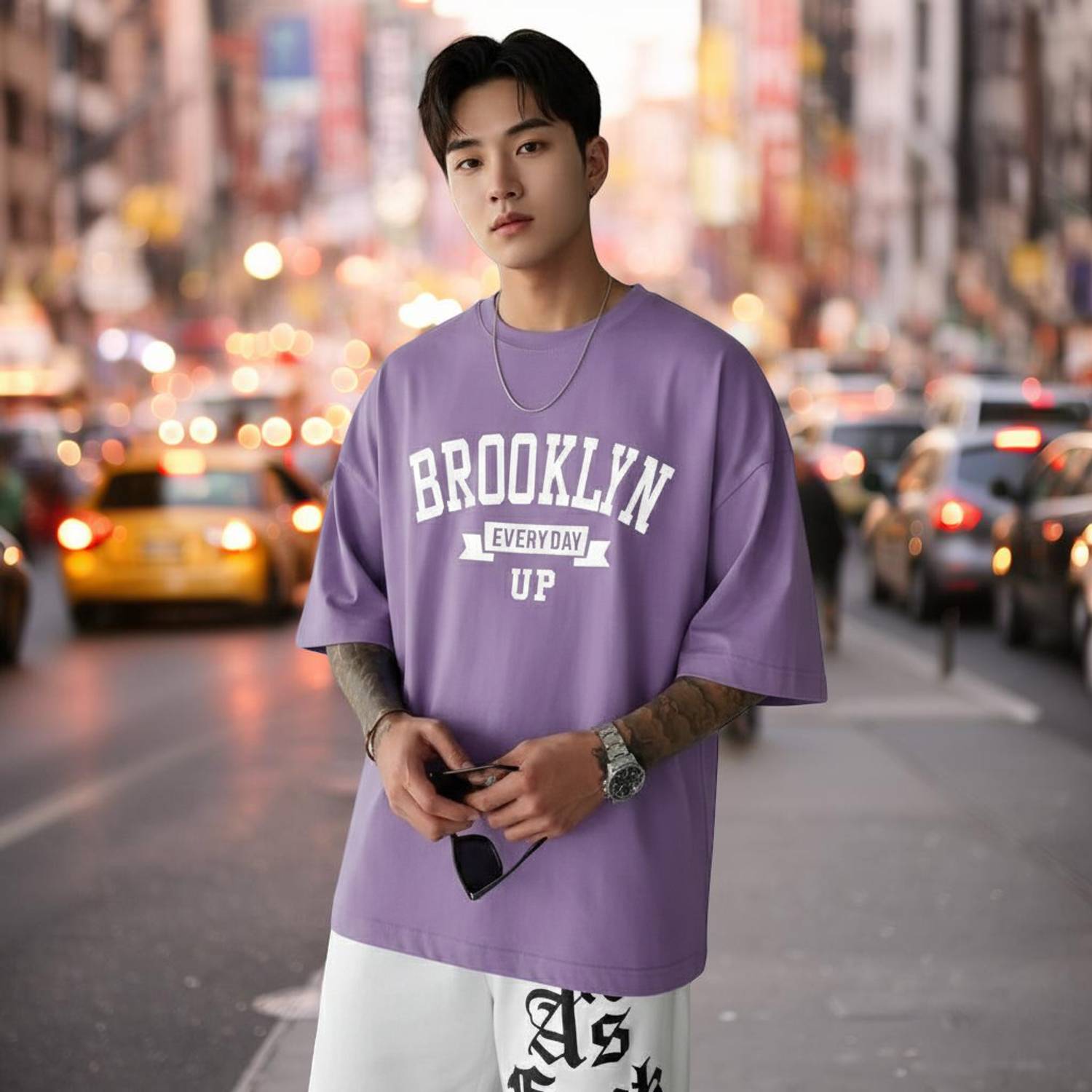 BRIGHTKRAFTS Typography Men Round Neck Purple T-Shirt