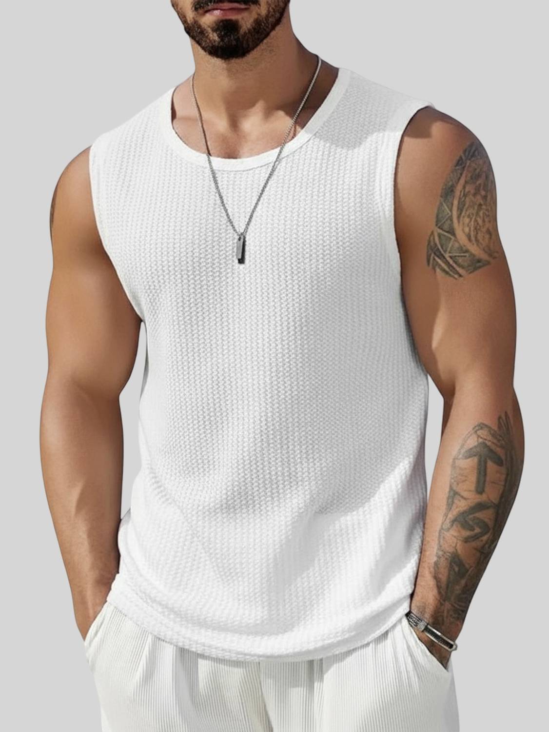 TeeWink Men White Round Neck T-Shirt