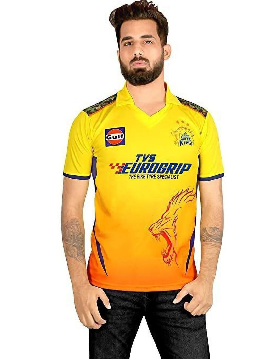 Image of SLICS Printed Men Round Neck Yellow T-Shirt