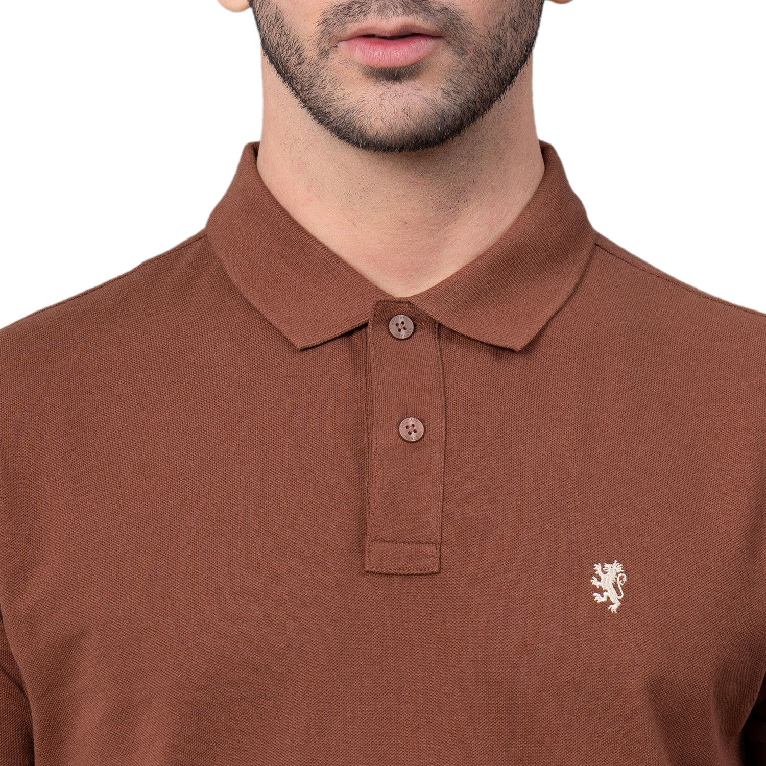 Image of RED TAPE Solid Men Polo Neck Brown T-Shirt